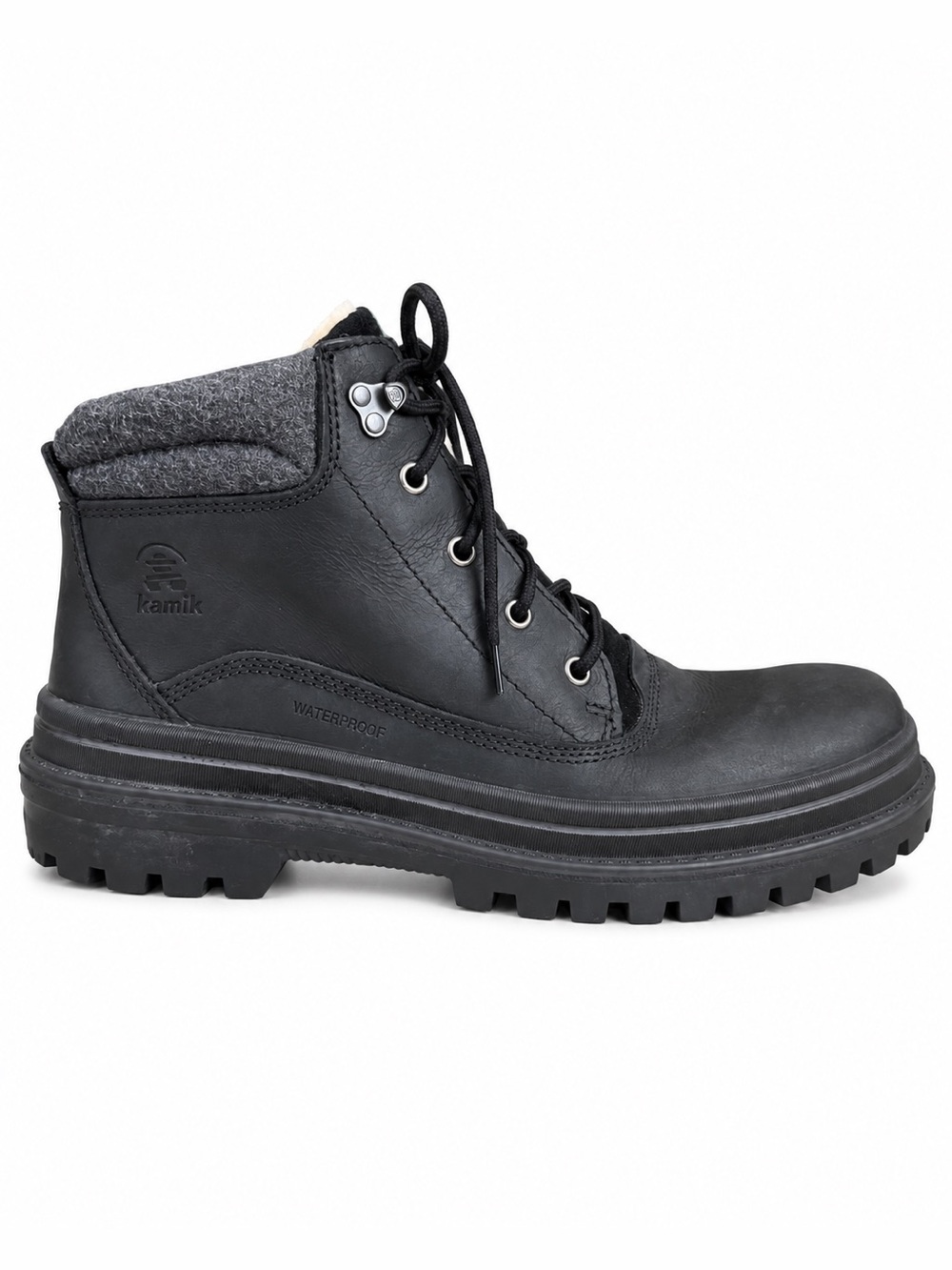 Kamik Tyson Mid Waterproof 200g Thinsulate Leather Boots Black Size 12